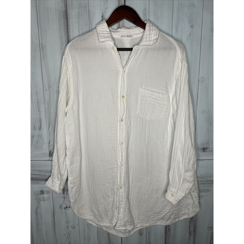 Free People X CP Shades Marella Tunic Shirt Womens Small Relaxed Button Up White